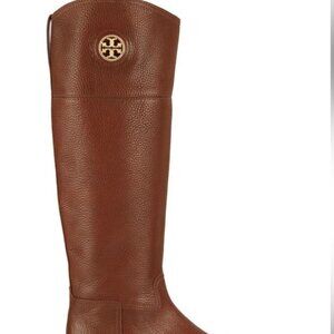 Tory Burch Size 7.5 Tall Junction Riding Boot, Almond Tumbled Leather